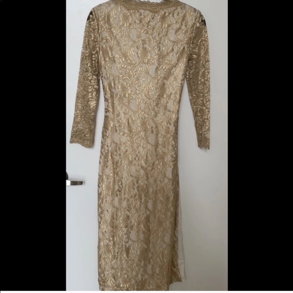 Diane Von Furstenberg Lace Gold Cream Dress 4 - Picture 2 of 6